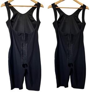 Isavela Compression Women’s Hook & Eye Mid Thigh‎ Bodysuit Size XL Black